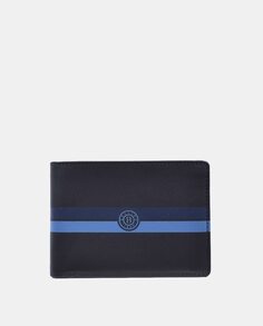 Кожаный кошелек с портмоне черного цвета с синими деталями Bellido, черный