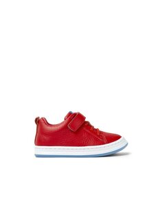 Детские кожаные кроссовки на липучке красного цвета Camper, красный