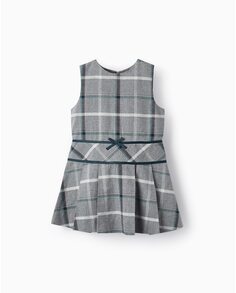 Серое клетчатое платье для девочки Zippy, светло-серый