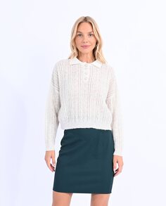 Женский свитер смесовой вязки с длинными рукавами Molly Bracken, белый