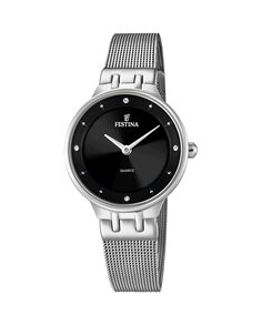 F20597/4 Женские часы Mademoiselle из стали с черным циферблатом Festina, серебро