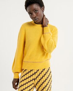 Короткий женский свитер с рукавами-буфами Surkana, желтый