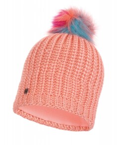 Трикотажная женская шапка с помпоном Buff, розовый