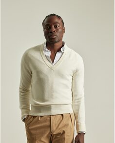 Мужской свитер с V-образным вырезом PuroEgo, белый