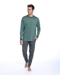 Мужская длинная зеленая пижама интерлок вязки Guasch, зеленый