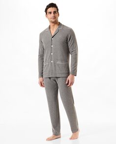 Длинная однотонная мужская пижама с застежкой на пуговицы Lohe, серый
