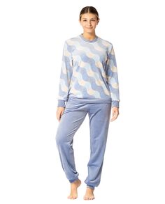Женская бархатная пижама стрейч Egatex, синий