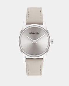 Серые кожаные мужские часы Swiss Made 25000023 Calvin Klein, серый
