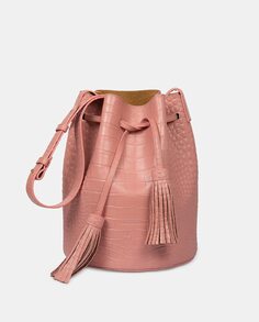 Женская кожаная сумка на плечо розового цвета с гравировкой кокоса Leandra, розовый