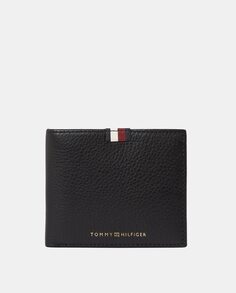 Кожаный кошелек с визитницей, бумажником и портмоне для монет Tommy Hilfiger, черный