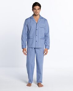 Мужская длинная пижама из ткани темно-синего цвета Punto Blanco