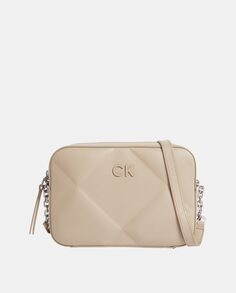 Маленькая кремовая сумка через плечо с ромбовидной стежкой Calvin Klein, кремовый