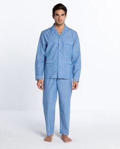 Мужская длинная пижама из ткани синего цвета Punto Blanco, синий