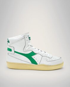Белые кроссовки унисекс с контрастным зеленым цветом и шнуровкой Diadora Heritage, белый