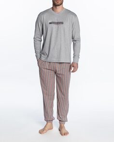 Длинная серая трикотажная мужская пижама Punto Blanco, серый