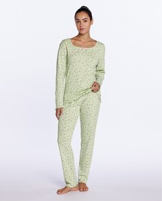 Женская длинная хлопковая пижама с принтом Punto Blanco, зеленый