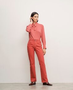 Женские прямые джинсы средней посадки с вышивкой Lasserre, розовый