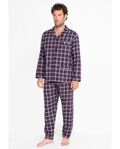 Мужская длинная фланелевая пижама темно-бордового цвета El Búho Nocturno, гранатовый