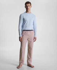 Мужская пижама с длинными тканевыми брюками и футболкой Tommy Hilfiger, мультиколор
