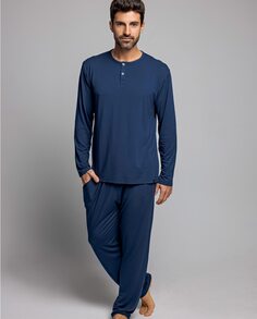 Мужская длинная пижама из модала темно-синего цвета ZD, темно-синий