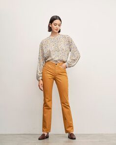 Женские прямые джинсы средней посадки с вышивкой Lasserre, оранжевый