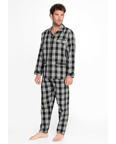 Мужская длинная серая фланелевая пижама El Búho Nocturno, темно-серый