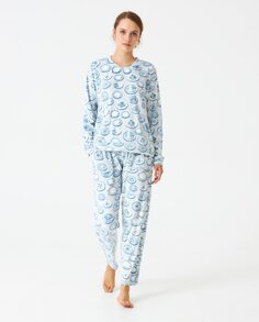 Женская длинная бархатная пижама с принтом J&amp;J Brothers, синий