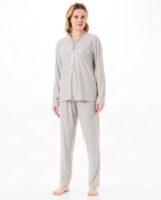 Женская вязаная пижама с пуговицами и принтом в горошек Lohe, серый