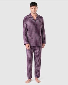 Мужская длинная бордовая фланелевая пижама премиум-класса El Búho Nocturno, гранатовый