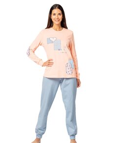 Женская плюшевая пижама с аппликациями в стиле пэчворк Señoretta, коралловый