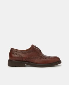 Мужские коричневые туфли на шнуровке из кожи с гравировкой, веганский верх и рубленые детали Lottusse, коричневый