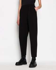 Прямые женские брюки с резинкой на талии Armani Exchange, черный