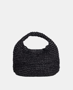 Маленькая черная соломенная сумка-хобо на молнии Hat Attack, черный