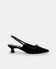 Женские кожаные туфли с шипованным браслетом и острым носком - Atelier Line Latouche, черный