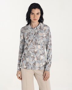 Женская рубашка-поло с цветочным принтом и длинными рукавами Naulover, мультиколор