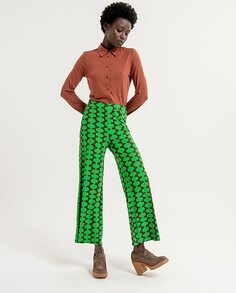 Женские расклешенные прямые брюки с принтом Surkana, зеленый