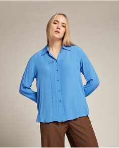 Женская рубашка с длинными рукавами и складками Elena Mirò, светло-синий