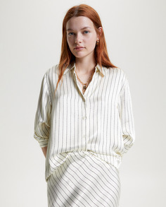 Струящаяся женская рубашка с длинными рукавами и застежкой на пуговицы Tommy Hilfiger, белый