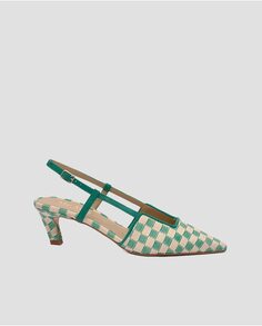 Женские туфли-лодочки с пяткой на пятке из кожи зеленого и бежевого цвета Mr. Mac Shoes, бежевый