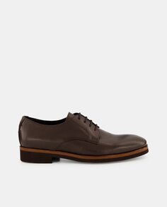 Мужские темно-коричневые кожаные туфли на шнуровке с гладким верхом и трехцветной подошвой Jo &amp; Mr. Joe, темно коричневый