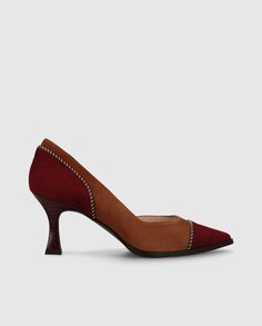 Женские туфли из комбинированной бордовой и коричневой замши Lodi, бордо