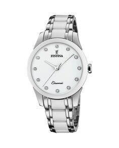 F20499/1 Женские керамические часы из белой стали Festina, белый