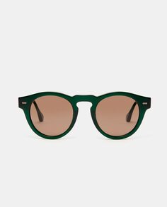 Круглые солнцезащитные очки унисекс из ацетата темно-зеленого цвета Scalpers, темно-зеленый