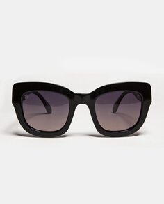 Квадратные женские солнцезащитные очки из черного ацетата с поляризованными линзами No Idols, черный