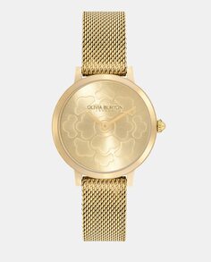 Женские часы Ultra Slim Flor 24000058 с золотой стальной сеткой Olivia Burton, золотой