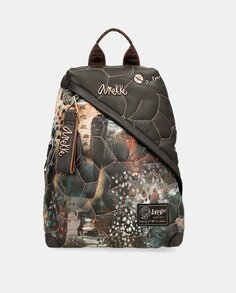 Большой рюкзак с разноцветным фантазийным принтом и молнией через плечо Anekke, мультиколор