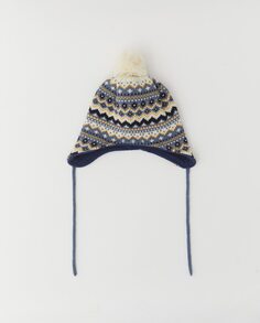 Разноцветная жаккардовая шапка Sfera, темно-синий (Sfera)