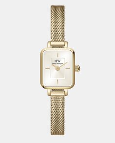 El Quadro Mini Evergold DW00100656 женские часы с золотой стальной сеткой Daniel Wellington, золотой