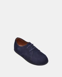Кожаные туфли на шнуровке для мальчика на резиновой подошве Chuches, темно-синий
