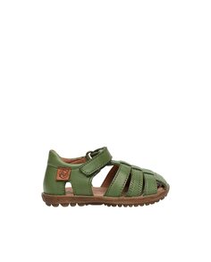 Детские кожаные сандалии с застежкой-липучкой Naturino, зеленый